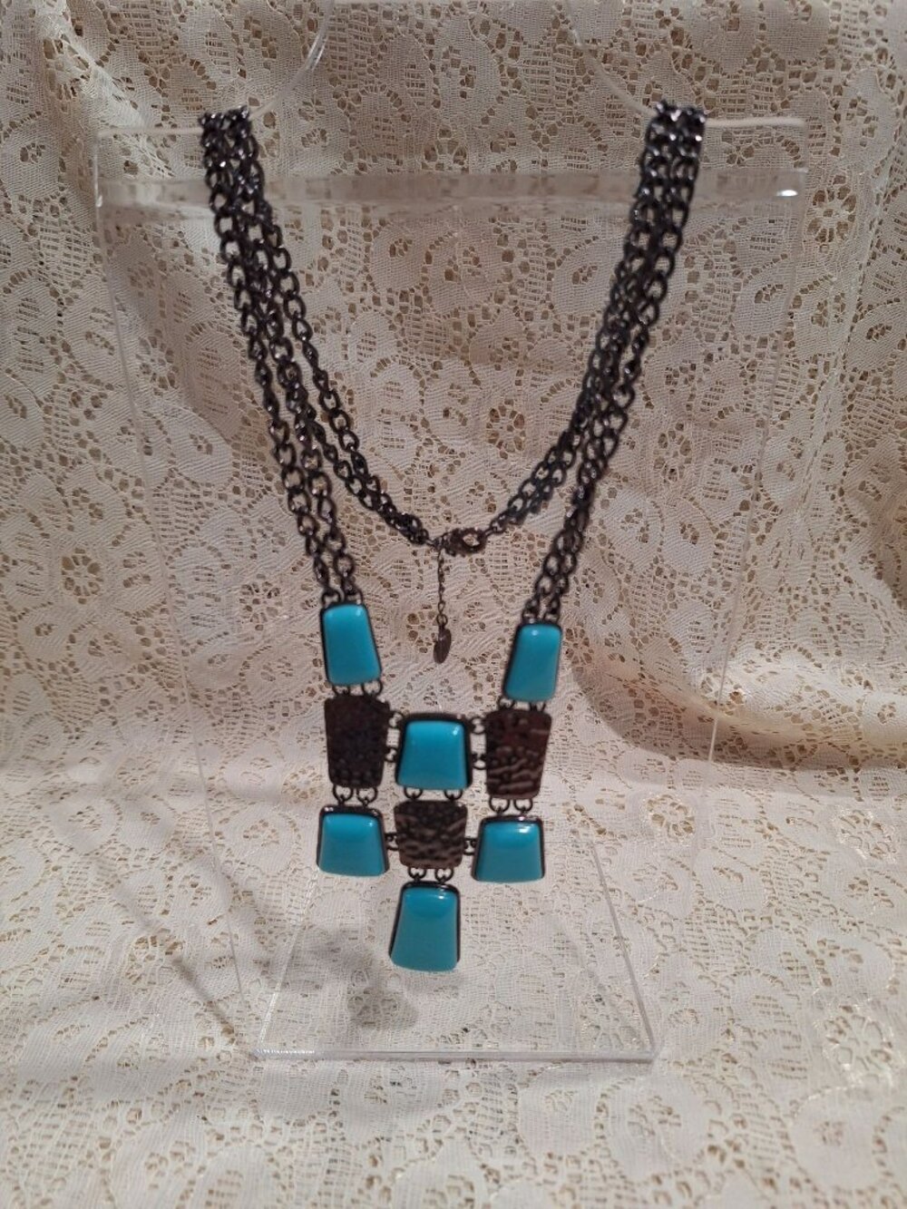 Dana Buchman Turquoise & Bronze Statement Necklace-EUC